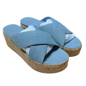 Urban Sport by J/Slides Denim Wedge Sandals Blue Women's Size 8.5 New in Box